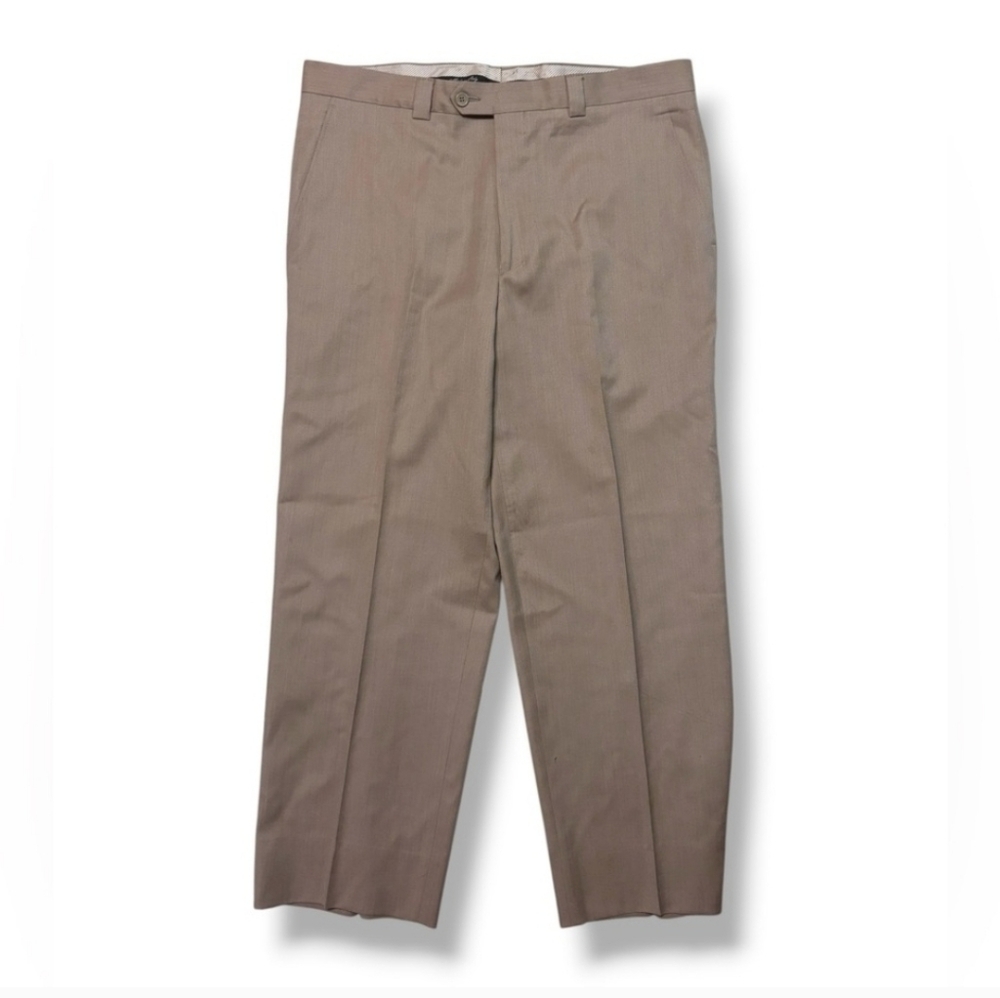 LANIFICIO COMERO Tan Wool Flat Front Dress Pants 36 x 27